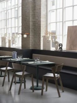 Muuto Rime Seinävalaisin, Oranssi -Hay || Menu || Louis Poulsen Kauppa cover side chair stained dark brown refine leather black linear steel cafe table dark green rime wall lamp orange muuto org