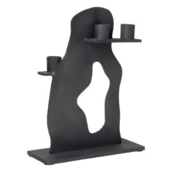 Ferm LIVING Erode Kynttilänjalka, Musta Alumiini