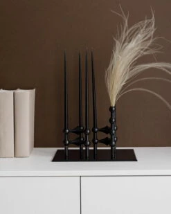 STOFF Copenhagen STOFF Nagel Maljakko, Musta 9 STOFF Copenhagen STOFF Nagel Maljakko, Musta -Hay || Menu || Louis Poulsen Kauppa lifestyle candle holder vase glass base rectangular and black taper candles bythun black 1